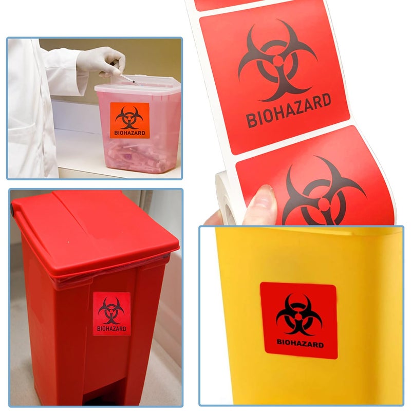 BEMAXYE Biohazard Danger Safety Warning Label - 1""x1"" Waterproof Self Adhesive Decal Sign Sticker  High Temp Resistance  Long Lasting (250 Pcs/Roll) - Image 3